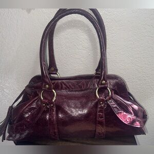 Helen Welsh Burgundy Tooled Leather Tassel Satchel Boho Shoulder Bag